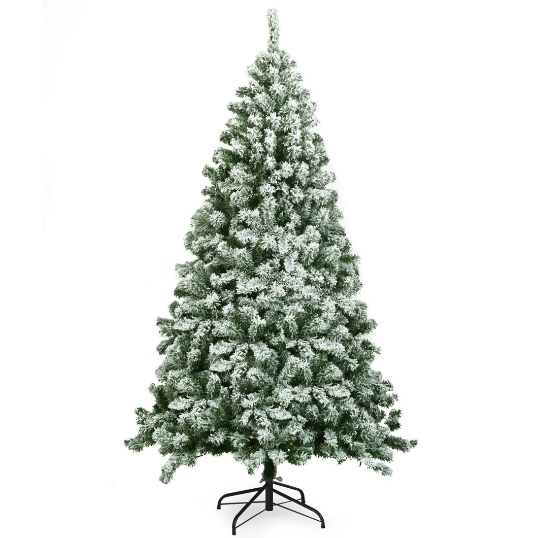 6FT Artificial Christmas Tree Green Snow Flocked Xmas Tree Decoration In/Outdoor