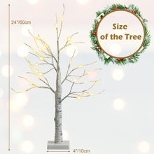 Load image into Gallery viewer, 2FT Pre-lit Twig Birch Tree White Christmas Tree Decoration Warm White LED Light
