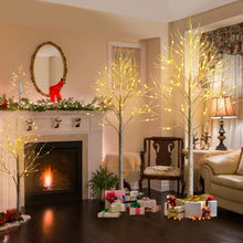 Load image into Gallery viewer, 4FT Pre-lit Twig Birch Tree White Christmas Tree Decoration Warm White LED Light
