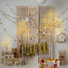 Load image into Gallery viewer, 4FT Pre-lit Twig Birch Tree White Christmas Tree Decoration Warm White LED Light
