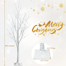 Load image into Gallery viewer, 4FT Pre-lit Twig Birch Tree White Christmas Tree Decoration Warm White LED Light
