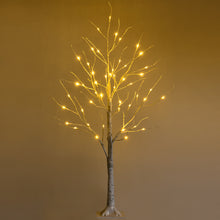 Load image into Gallery viewer, 4FT Pre-lit Twig Birch Tree White Christmas Tree Decoration Warm White LED Light
