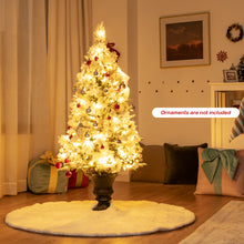 Load image into Gallery viewer, 4ft Artificial Snow Flocked Christmas Tree Pre-lit Entrance Xmas Tree Decor
