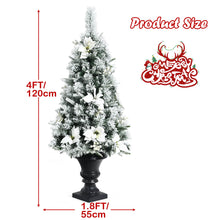 Load image into Gallery viewer, 4ft Artificial Snow Flocked Christmas Tree Pre-lit Entrance Xmas Tree Decor
