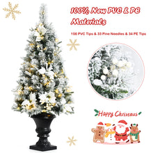 Load image into Gallery viewer, 4ft Artificial Snow Flocked Christmas Tree Pre-lit Entrance Xmas Tree Decor
