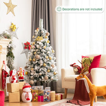 Load image into Gallery viewer, 5FT Slim Pencil Tree Hinged Artificial Christmas Tree Snow Flocked Xmas Tree
