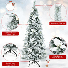 Load image into Gallery viewer, 6FT Slim Pencil Tree Hinged Artificial Christmas Tree Snow Flocked Xmas Tree
