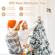 Load image into Gallery viewer, 6ft Snow Flocked Christmas Tree Hinged Xmas Pine Tree W/ Pine Needles Red Berry
