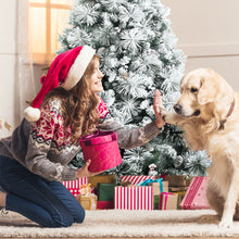 Load image into Gallery viewer, 6ft Snow Flocked Christmas Tree Hinged Xmas Pine Tree W/ Pine Needles Red Berry
