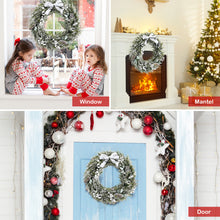 Load image into Gallery viewer, Christmas Wreath 60cm Snow Flocked Xmas Decorated Garland with Silver Bowknot Pine Cone and White Berries
