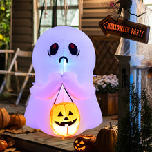 Load image into Gallery viewer, 4 FT Halloween Inflatable Colorful Dimming Ghost Holding Pumpkin Blow-up Ghost
