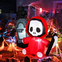 Load image into Gallery viewer, 5FT Halloween Inflatable Decoration Blow-up Tombstone &amp; Grim Reaper Combo LED
