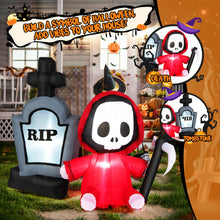Load image into Gallery viewer, 5FT Halloween Inflatable Decoration Blow-up Tombstone &amp; Grim Reaper Combo LED
