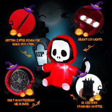 Load image into Gallery viewer, 5FT Halloween Inflatable Decoration Blow-up Tombstone &amp; Grim Reaper Combo LED
