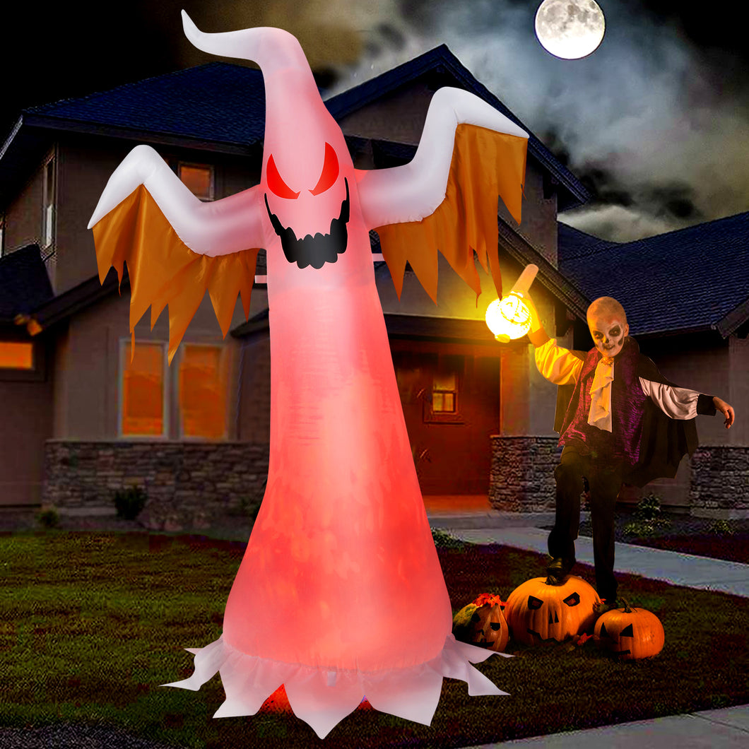 6ft Halloween Inflatable Ghost Quick Blow up Halloween Decoration w/ Red LED
