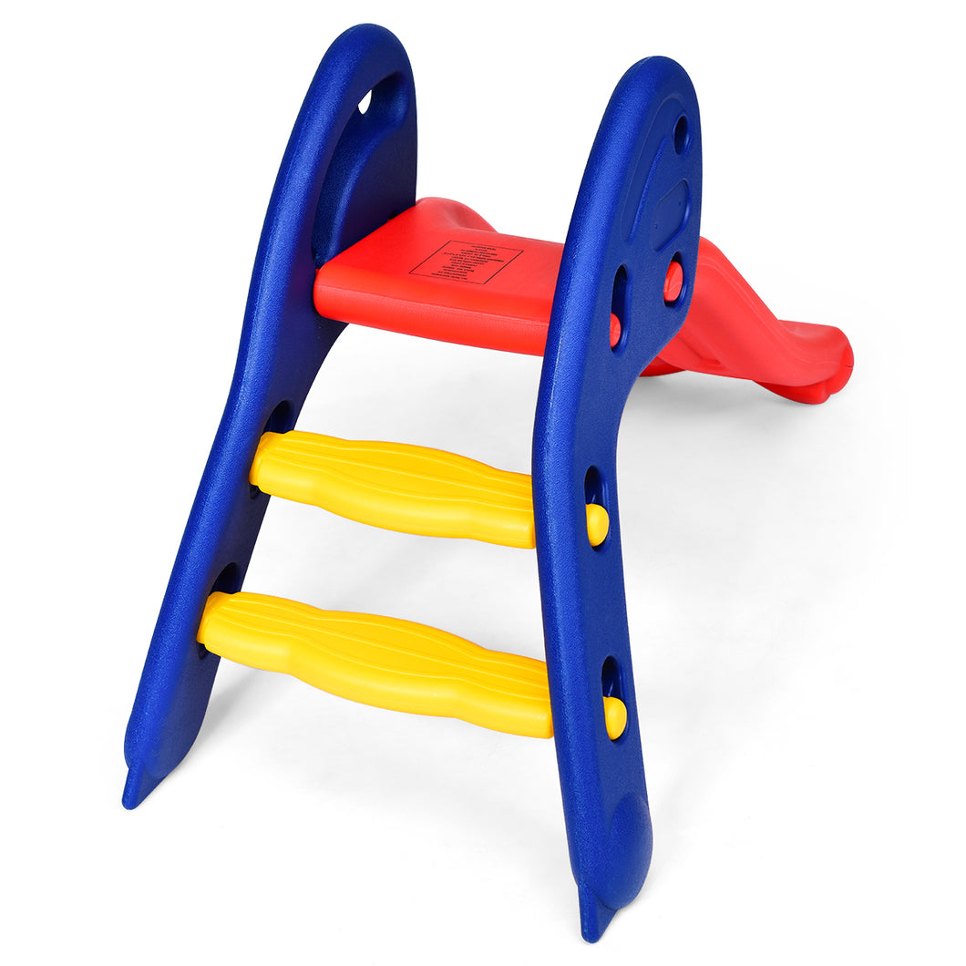 Kids Foldable First Slide Plastic W/Climb Steps Children Indoor Outdoor Play Set