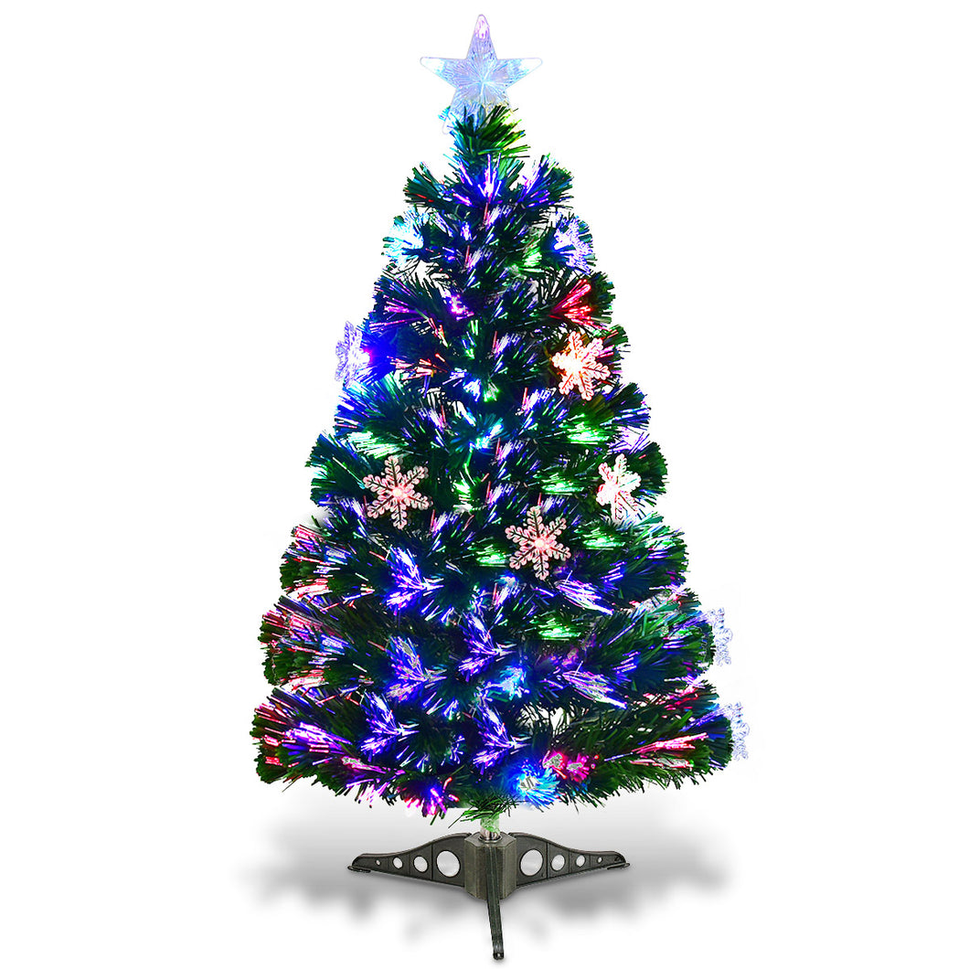 3FT Artificial Fibre Optic Christmas Tree Green Color Changing Xmas Tree Decor