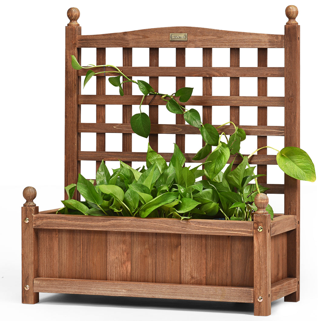Large Wooden Lattice Planter Flowerpot Trellis Climbing Rectangular Plant Box