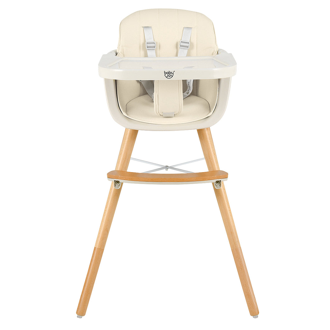 Wooden Baby Highchair Infant Child Feeding Seat Detachable Comfortable Cushion