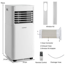 Load image into Gallery viewer, 9000 BTU Portable Air Conditioner, 3-in-1 Air Cooler w/ Fan &amp; Dehumidifier Mode, Quiet AC Unit w/ Sleep Mode, 2 Fan Speeds, 24H Timer, LED Display, 4 Casters, Remote Control
