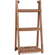 Load image into Gallery viewer, 3 Tier Wooden Plant Stand Folding Flower Shelf Display Ladder Free Standing
