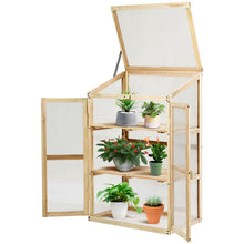 Load image into Gallery viewer, Mini Wooden Cold Frame Greenhouse Outdoor 3-Tier Raised Flower Planter Shelf
