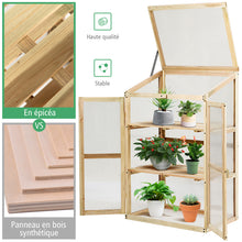 Load image into Gallery viewer, Mini Wooden Cold Frame Greenhouse Outdoor 3-Tier Raised Flower Planter Shelf
