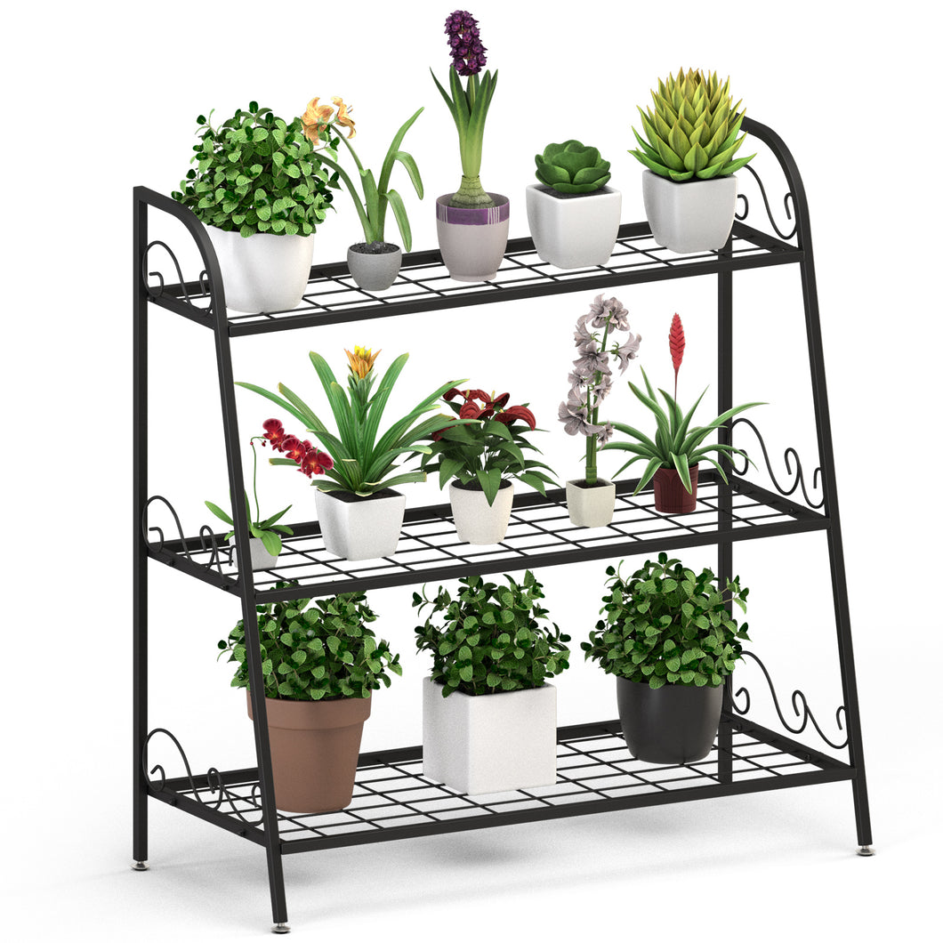 3-tier Metal Plant Stand Shelf Multifunctional Flower Rack Display Pot Holder