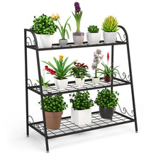 Load image into Gallery viewer, 3-tier Metal Plant Stand Shelf Multifunctional Flower Rack Display Pot Holder
