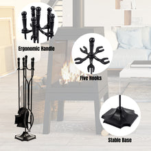 Load image into Gallery viewer, 5 Piece Fireplace Tool Set Iron Fireside Fire Companion Poker Tong Shovel Brush
