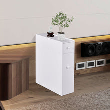 Load image into Gallery viewer, Bathroom Floor Cabinet Wooden Slim Storage Cupboard with Slide Out Drawers White
