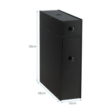 Load image into Gallery viewer, Bathroom Floor Cabinet Wooden Slim Storage Cupboard with Slide Out Drawers Black
