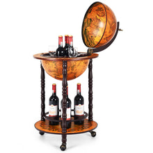 Load image into Gallery viewer, WOOD GLOBE DRINK CABINET WINE BAR MINIBAR BEVERAGE STAND BOTTLE ITALIAN 360MM
