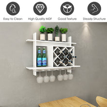 Load image into Gallery viewer, Wall Mounted Wine Rack Organizer Bottle Bottle &amp; Glass Holder Bar Storage Shelf
