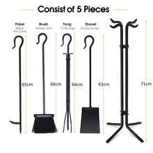 Load image into Gallery viewer, 5PCS Fireplace Tool Set Coal Fire Wood Burner Accessories Fireside Iron Tool

