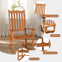 Load image into Gallery viewer, 3 Piece Eucalyptus Rocking Chair Set Two Wood Conversation Chairs with Coffee Table
