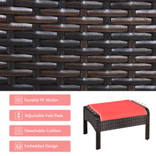 Load image into Gallery viewer, 5 Piece Rattan Sofa Set Outdoor Indoor Use Wicker Lounge Chair Ottoman with Beige Cushions Tempered Glass Table Patio PE Wicker Furniture Seating with Soft Cushion
