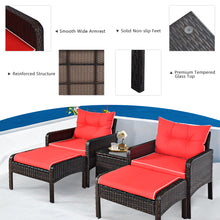 Load image into Gallery viewer, 5 Piece Rattan Sofa Set Outdoor Indoor Use Wicker Lounge Chair Ottoman with Beige Cushions Tempered Glass Table Patio PE Wicker Furniture Seating with Soft Cushion
