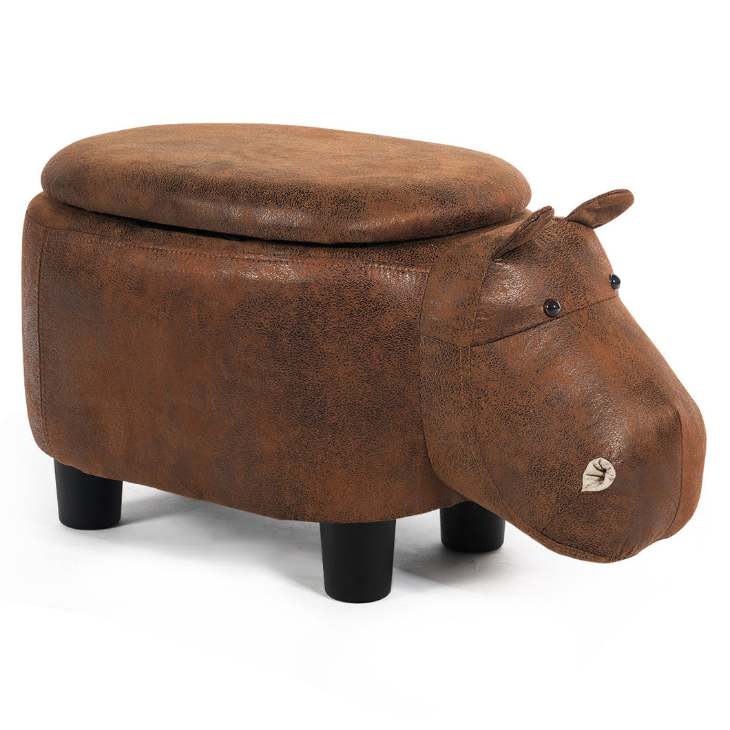 Upholstered Animal Shaped Storage Ottoman Ride-on Footrest Stool Rest Seat New
