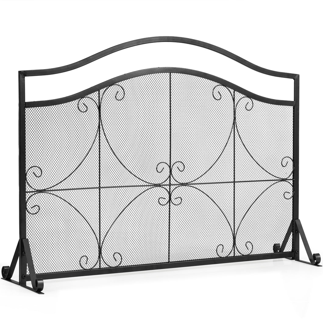 Fire Guard, Decorative Spark Flame Barrier with Metal Mesh and Stable Stand, Iron Fireplace