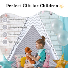 Load image into Gallery viewer, Kids Teepee Tent With Floor Mat Cotton Canvas Indian Indoor Outdoor Play House
