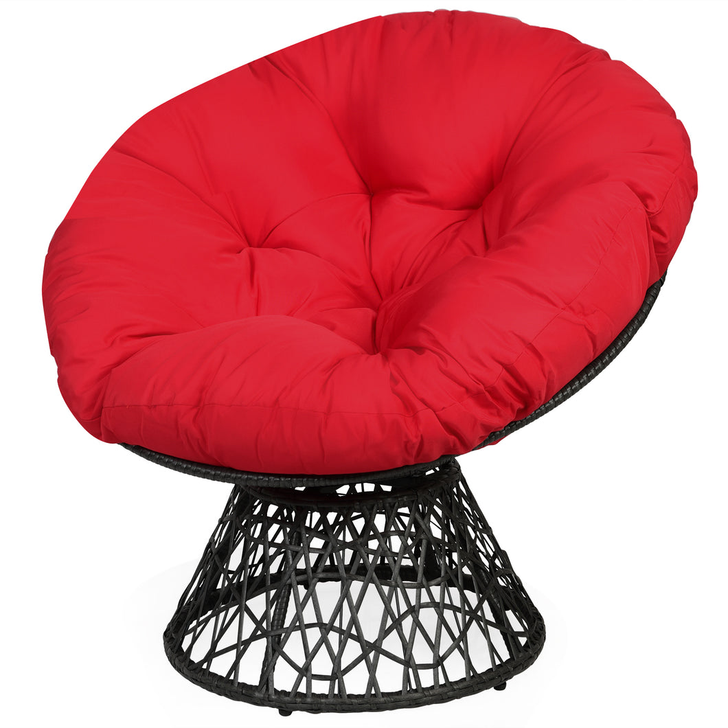 Chair Rattan Ergonomic Chair w/ 360-degree Swivel and Soft Cushion Solid Structure & Stable Base