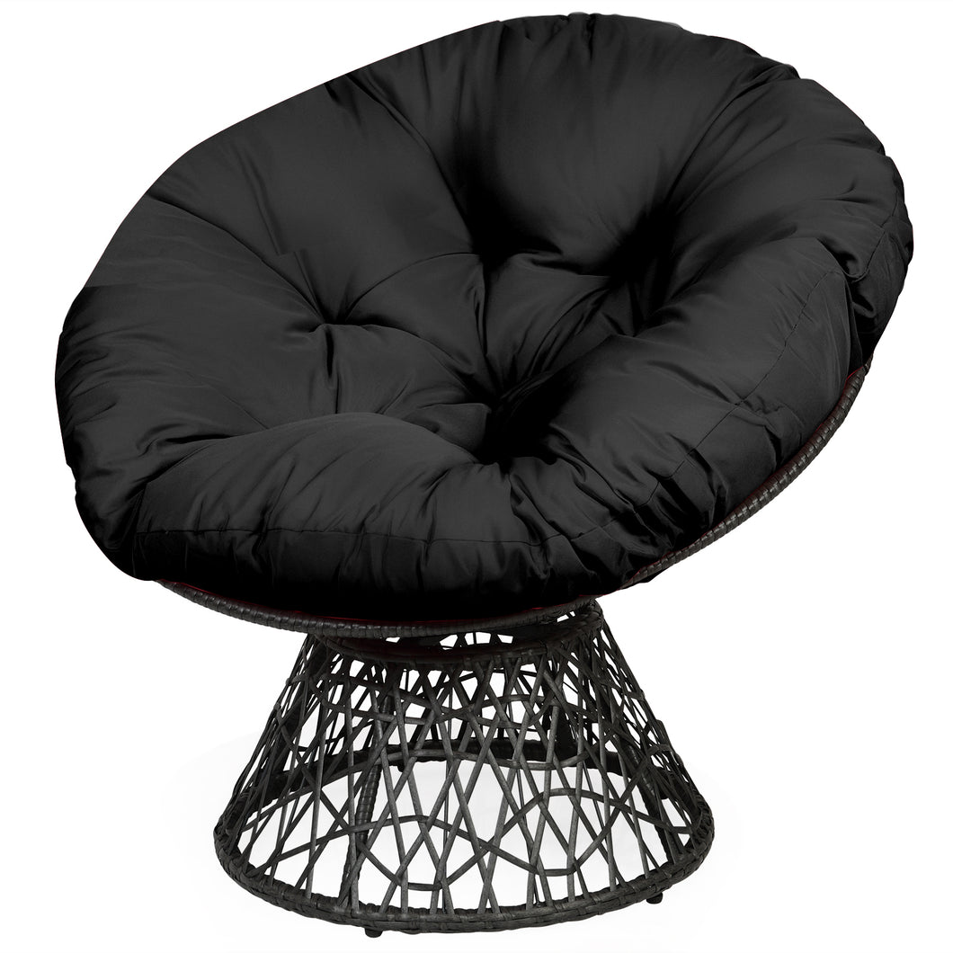 Chair Rattan Ergonomic Chair w/ 360-degree Swivel and Soft Cushion Solid Structure & Stable Base