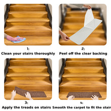 Load image into Gallery viewer, 15PCS Carpet Stair Treads Non Slip Adhesive Carpet Kids Elder Pet Stair Pads Set

