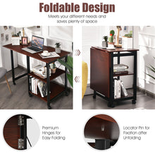 Load image into Gallery viewer, Folding Computer Desk 2-In-1 Mobile PC Laptop Table w/Storage Shelves Wheels
