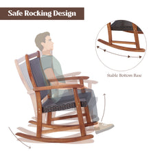 Load image into Gallery viewer, 3 Pieces Patio Rocking Chair Set Acacia Wood Rocker with Side Table Outdoor Rocking Chairs with Wicker Rattan Seat &amp; Backrest
