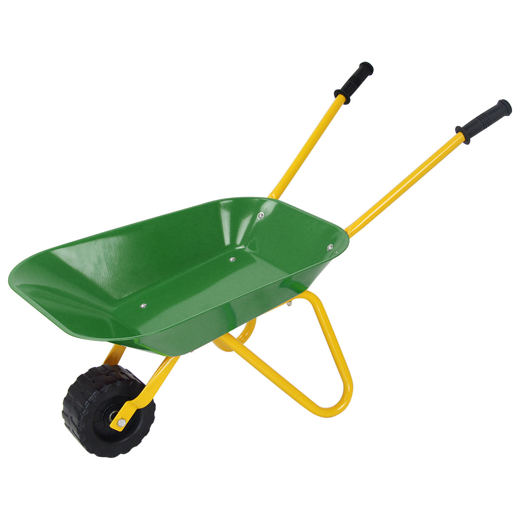 Kids Metal Wheelbarrow Children Bricks Toy Tote Dirt/Leaves/Tool Yard Rover Tray