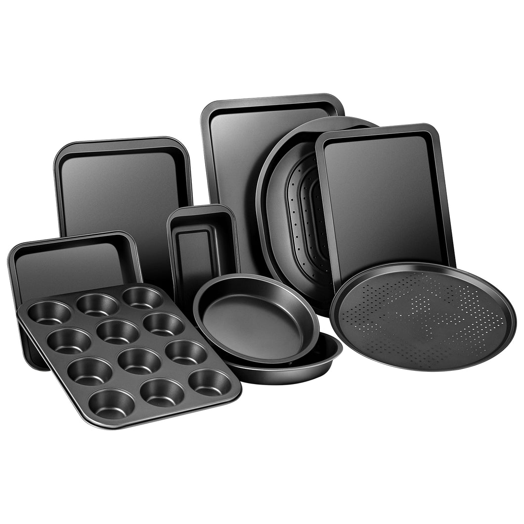 10PCS Kitchen Non-Stick Bakeware Set Baking Equipment Heavy Duty Carbon Steel