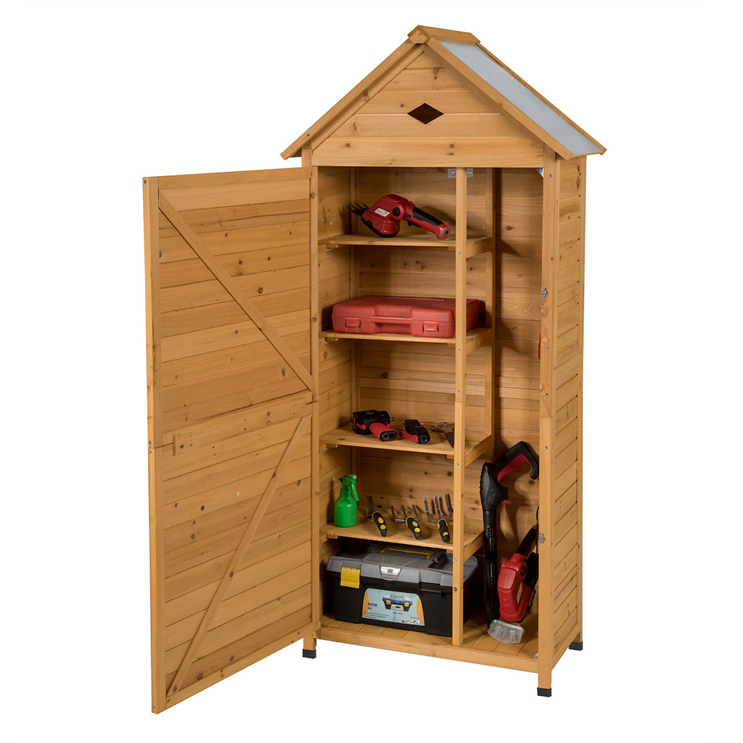 Outdoor Storage Shed Wooden Tool Utility Cabinet Waterproof Hutch Organizer