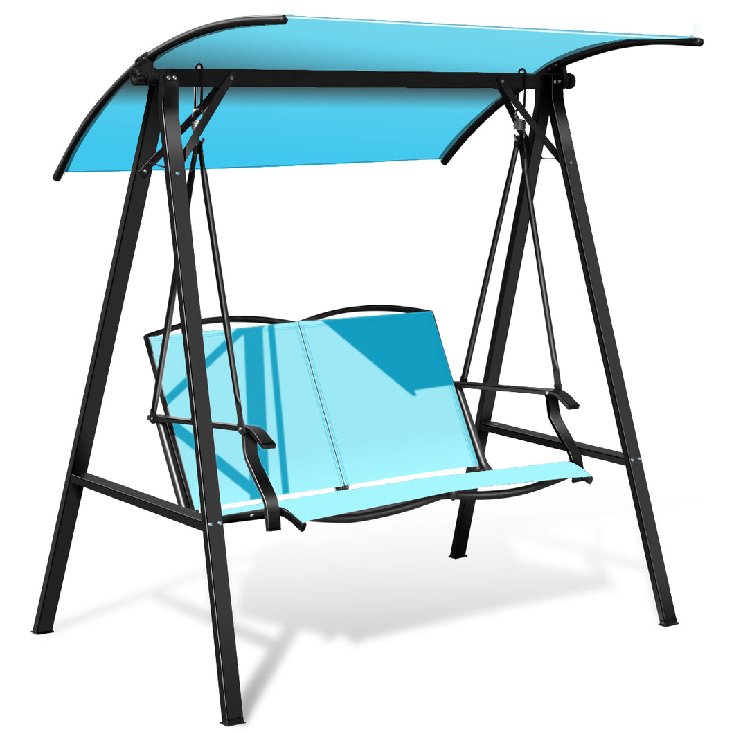 2-Person Canopy Swing Weather Resistant Glider with Adjustable Sun Shade